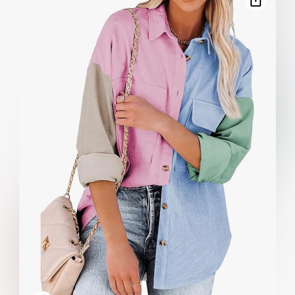 Womens Corduroy Jacket Long Sleeve
Button Down US12-14(L) Pink,Sky Blue,Beige